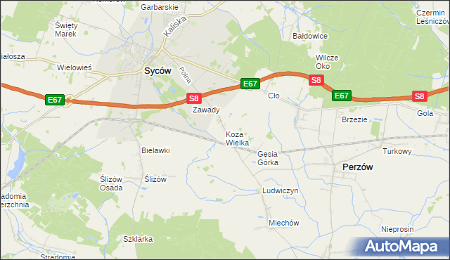 mapa Koza Wielka, Koza Wielka na mapie Targeo