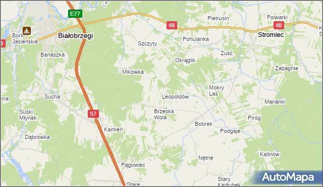 mapa Leopoldów gmina Białobrzegi, Leopoldów gmina Białobrzegi na mapie Targeo