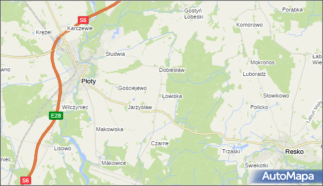 mapa Łowiska, Łowiska na mapie Targeo