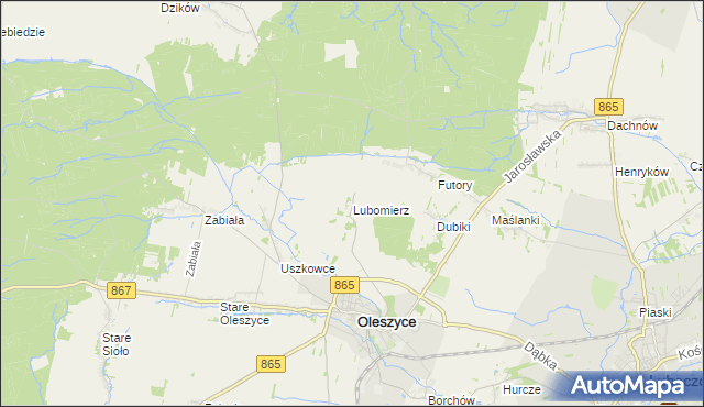 mapa Lubomierz gmina Oleszyce, Lubomierz gmina Oleszyce na mapie Targeo