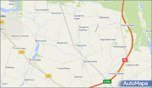 mapa Mączniki gmina Gniezno, Mączniki gmina Gniezno na mapie Targeo