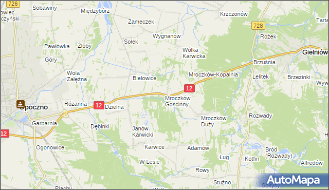 mapa Mroczków Gościnny, Mroczków Gościnny na mapie Targeo