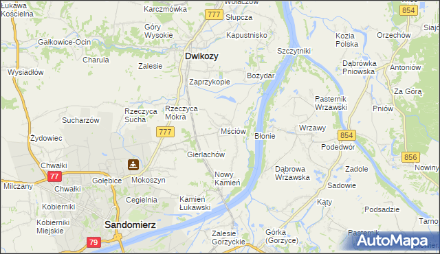 mapa Mściów, Mściów na mapie Targeo