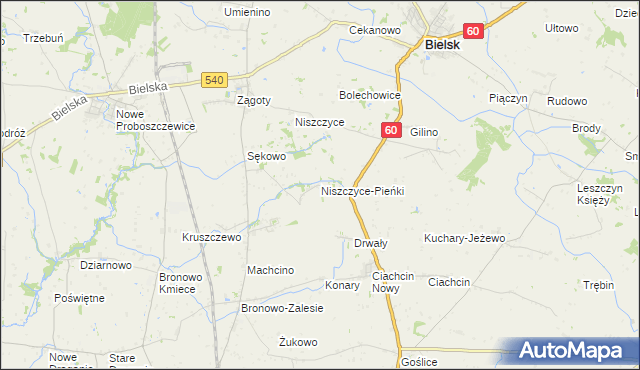 mapa Niszczyce-Pieńki, Niszczyce-Pieńki na mapie Targeo