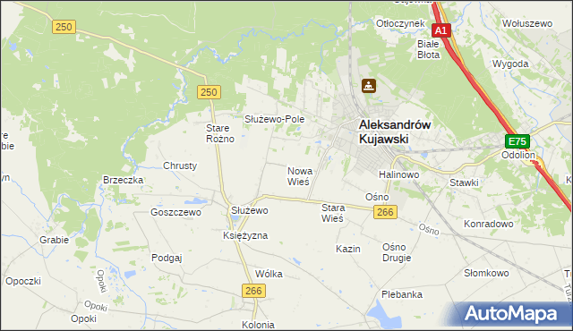 mapa Nowa Wieś gmina Aleksandrów Kujawski, Nowa Wieś gmina Aleksandrów Kujawski na mapie Targeo