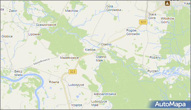 mapa Osetno Małe, Osetno Małe na mapie Targeo