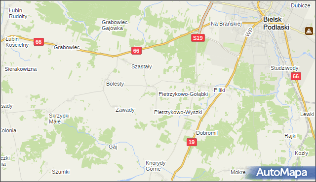 mapa Pietrzykowo-Gołąbki, Pietrzykowo-Gołąbki na mapie Targeo