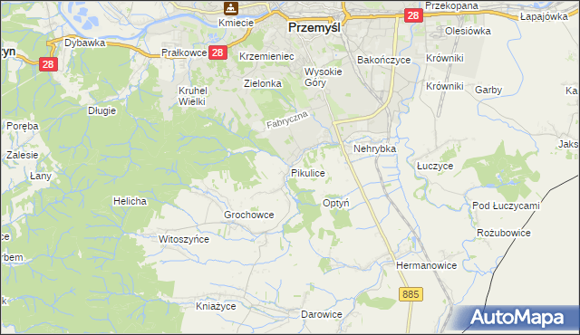 mapa Pikulice, Pikulice na mapie Targeo