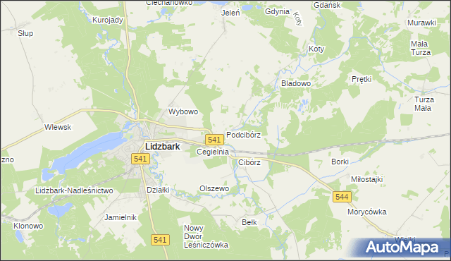 mapa Podcibórz, Podcibórz na mapie Targeo