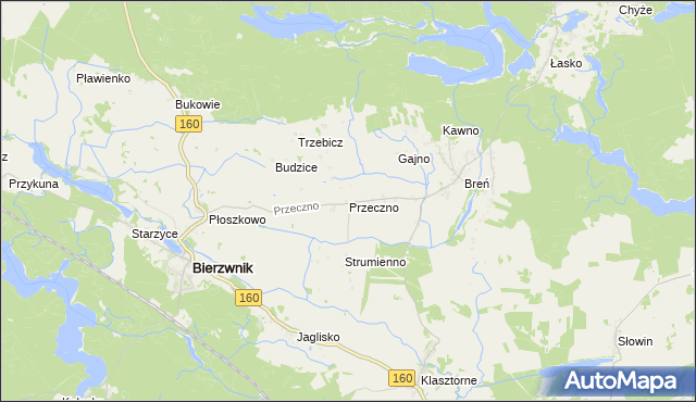 mapa Przeczno gmina Bierzwnik, Przeczno gmina Bierzwnik na mapie Targeo