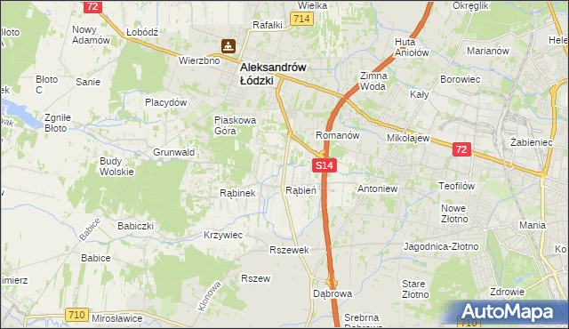 mapa Rąbień AB, Rąbień AB na mapie Targeo