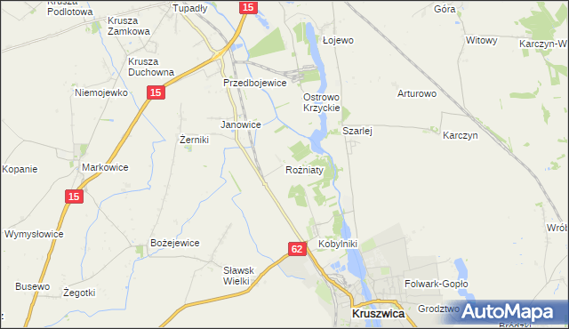 mapa Rożniaty gmina Kruszwica, Rożniaty gmina Kruszwica na mapie Targeo