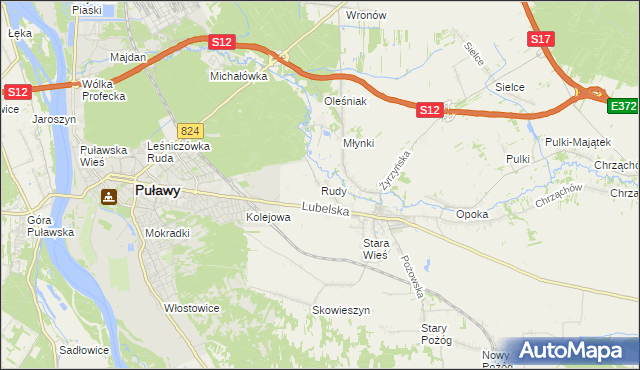 mapa Rudy gmina Końskowola, Rudy gmina Końskowola na mapie Targeo