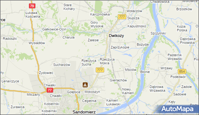 mapa Rzeczyca Mokra, Rzeczyca Mokra na mapie Targeo