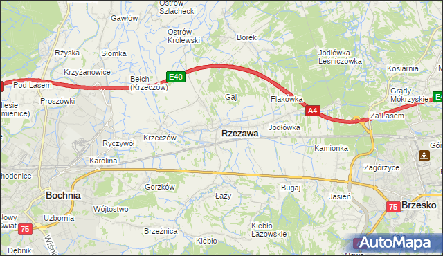 mapa Rzezawa, Rzezawa na mapie Targeo