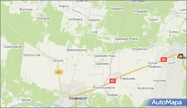 mapa Sadowiec-Niwy, Sadowiec-Niwy na mapie Targeo