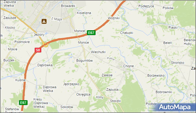 mapa Wiechucice, Wiechucice na mapie Targeo