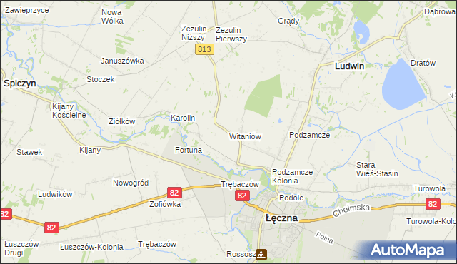 mapa Witaniów, Witaniów na mapie Targeo