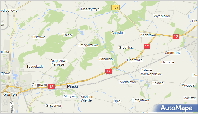 mapa Zabornia gmina Piaski, Zabornia gmina Piaski na mapie Targeo