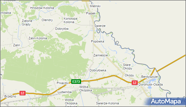 mapa Zamieście gmina Dorohusk, Zamieście gmina Dorohusk na mapie Targeo