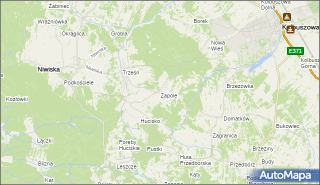 mapa Zapole gmina Niwiska, Zapole gmina Niwiska na mapie Targeo