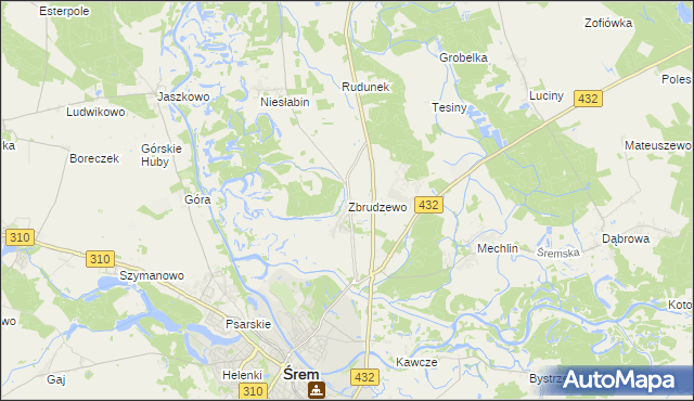 mapa Zbrudzewo, Zbrudzewo na mapie Targeo