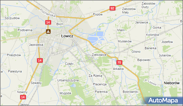 mapa Zielkowice, Zielkowice na mapie Targeo