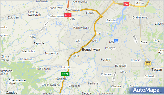 mapa Boguchwała powiat rzeszowski, Boguchwała powiat rzeszowski na mapie Targeo