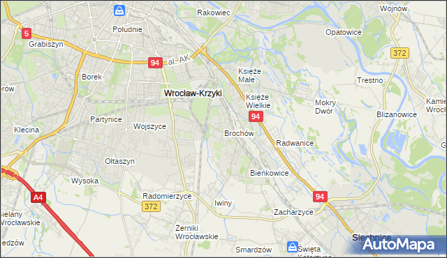 mapa Brochów gmina Wrocław, Brochów gmina Wrocław na mapie Targeo