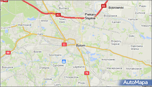 mapa Bytomia, Bytom na mapie Targeo
