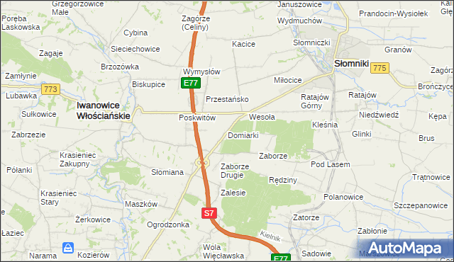 mapa Domiarki, Domiarki na mapie Targeo