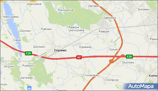 mapa Dopiewiec, Dopiewiec na mapie Targeo