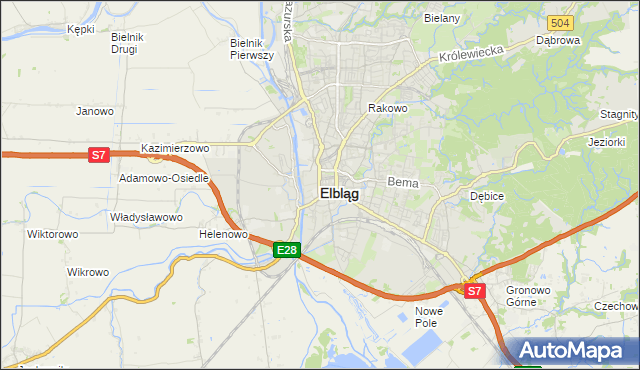 mapa Elbląga, Elbląg na mapie Targeo