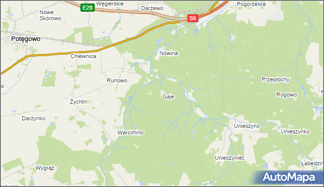 mapa Gaje gmina Potęgowo, Gaje gmina Potęgowo na mapie Targeo