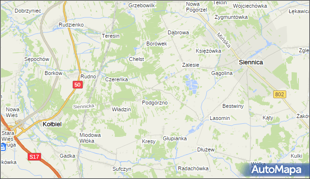 mapa Kośminy, Kośminy na mapie Targeo