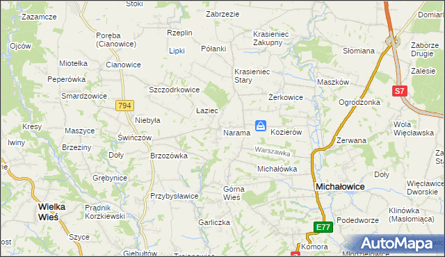 mapa Narama, Narama na mapie Targeo