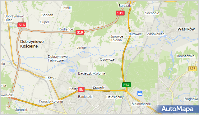 mapa Osowicze, Osowicze na mapie Targeo