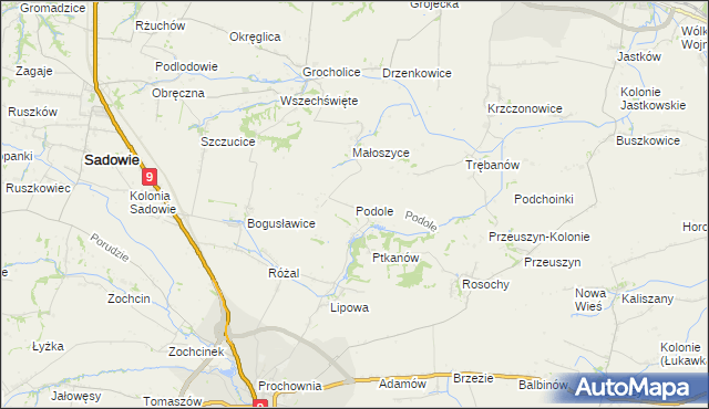 mapa Podole gmina Opatów, Podole gmina Opatów na mapie Targeo