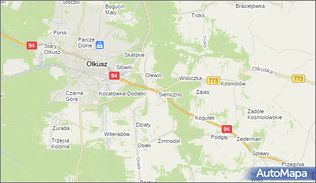 mapa Sieniczno, Sieniczno na mapie Targeo