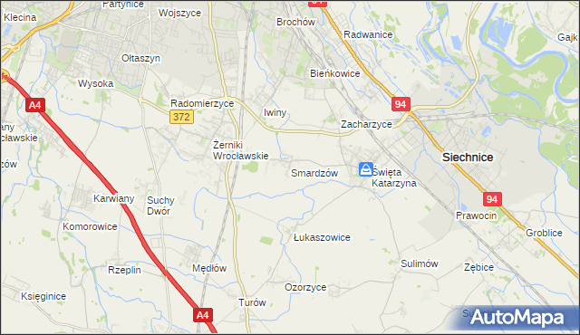 mapa Smardzów gmina Siechnice, Smardzów gmina Siechnice na mapie Targeo