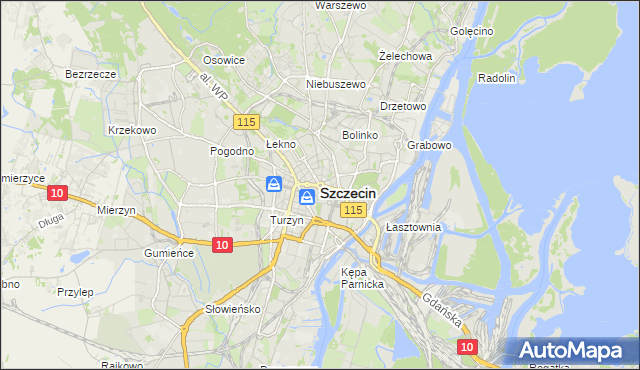 mapa Szczecina, Szczecin na mapie Targeo