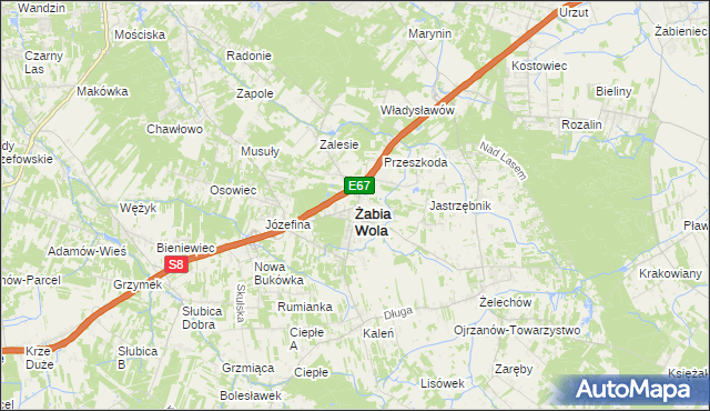 mapa Żabia Wola powiat grodziski, Żabia Wola powiat grodziski na mapie Targeo