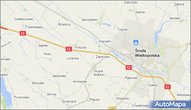 mapa Żabikowo, Żabikowo na mapie Targeo