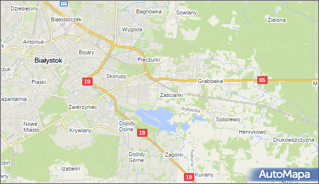 mapa Zaścianki gmina Supraśl, Zaścianki gmina Supraśl na mapie Targeo