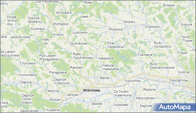 mapa Niewodna, Niewodna na mapie Targeo