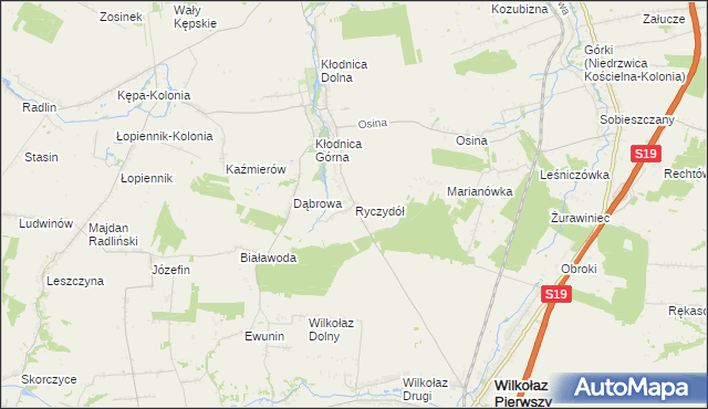 mapa Ryczydół, Ryczydół na mapie Targeo