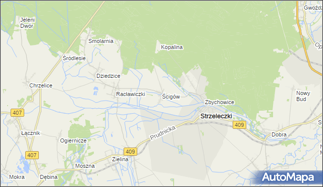 mapa Ścigów, Ścigów na mapie Targeo