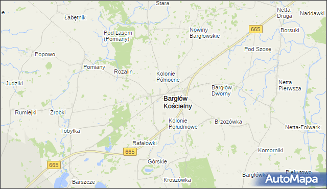 mapa Bargłów Kościelny, Bargłów Kościelny na mapie Targeo