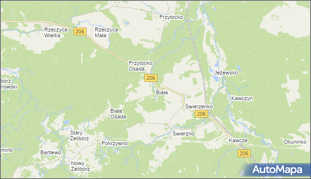 mapa Biała gmina Miastko, Biała gmina Miastko na mapie Targeo