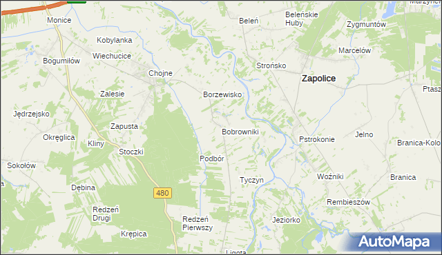 mapa Bobrowniki gmina Sieradz, Bobrowniki gmina Sieradz na mapie Targeo